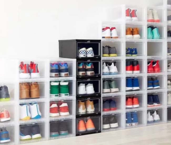  Clear Door Stackable Shoe Box Storage Case