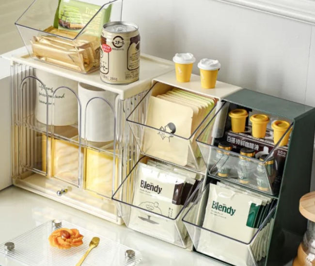 Coffee Capsule Storage Box - Acrylic Tea Bag Organizer Rack