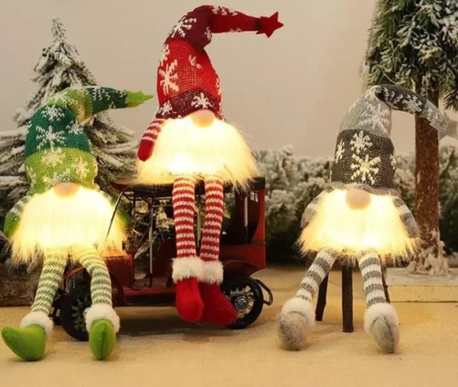 Glowing Gnome Christmas Faceless Doll