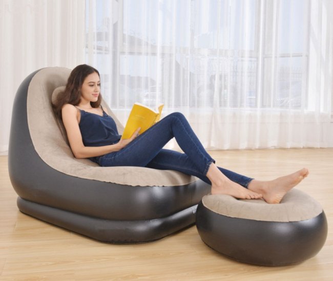 Inflatable Air Sofa with Foot Rest Cushion Lounge Chair