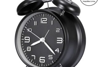 4-Inch Twin Bell Loud Alarm Clock with Metal Frame and 3D Dial