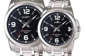 Nary 6127 Luminous Stainless Steel Couple’s Watch Set