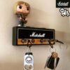 Vintage Amplifier Style Wall Key Holder with Guitar Plug Keychains