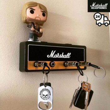 Vintage Amplifier Style Wall Key Holder with Guitar Plug Keychains