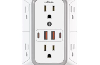 Universal US Multi-Socket Wall Charger with 6 AC Outlets and 4 USB Ports