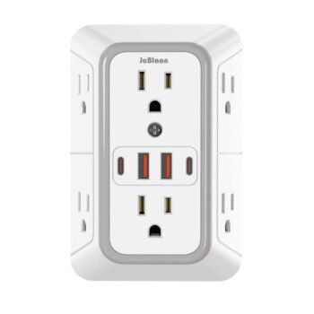 Universal US Multi-Socket Wall Charger with 6 AC Outlets and 4 USB Ports