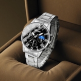 Men’s Three-Eyed Alloy Watch with Steel Belt and Free Bracelet