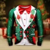 Men’s Eye-catching 3D Christmas COS Suit Jacket Long-Sleeved T-shirt