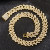 Shiny 14MM Iced Out Cuban Link Chain Necklace