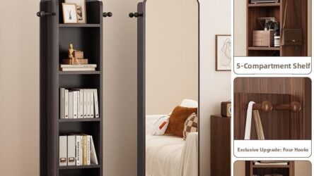Rotating Full-Length Dressing Mirror with Integrated Wardrobe and Storage