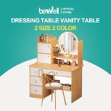 Bewell Minimalist Modern Dressing Table with Integrated Organizer
