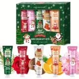A delightful 5-piece hand cream set, perfect as a Christmas gift, featuring a creamy texture and durable moisturizing properties in travel-friendly 30g tubes for women.