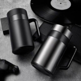 Insulated Stainless Steel Coffee Mug with Handle (450mL)